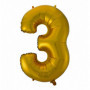 Balon foliowy "Cyfra 3", złota, matowa, 92 cm