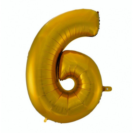 Balon foliowy "Cyfra 6", złota, matowa, 92 cm