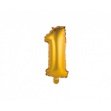 Balon foliowy "Cyfra 1", złota, matowa, 35 cm