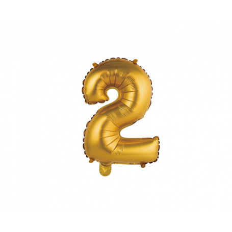 Balon foliowy "Cyfra 2", złota, matowa, 35 cm