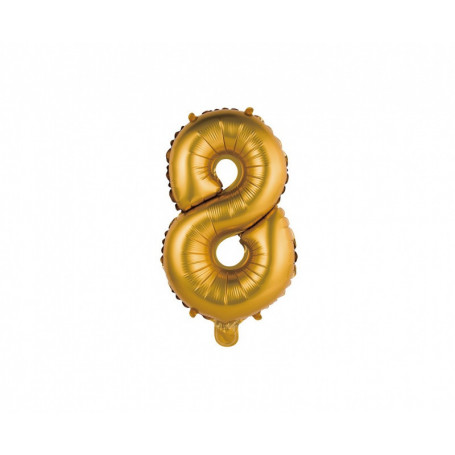 Balon foliowy "Cyfra 8", złota, matowa, 35 cm