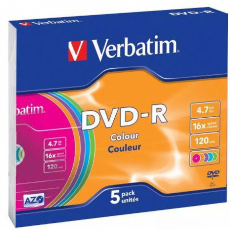 PŁYTY DVD-R VERBATIM 4,7 GB 16 X SLIM CASE 5 SZT.