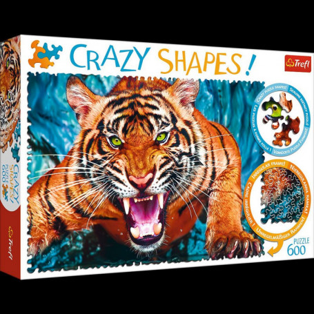 PUZZLE 600 Crazy Shapes - Oko w oko z tygrysem