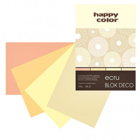 Blok Deco Ecru A5, 170g, 20 ark, 4 kol., Happy Color