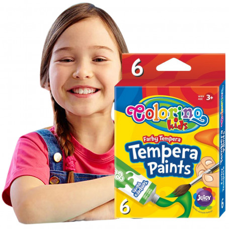 Farby tempera w tubach 6 kol. 12 ml. Colorino Kids new