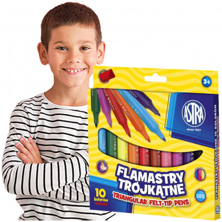 Flamastry Astra trójkątne jumbo 10 kolorów