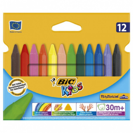 BIC Kids Plastidecor Triangle Kredki świecowe 12 kolorów