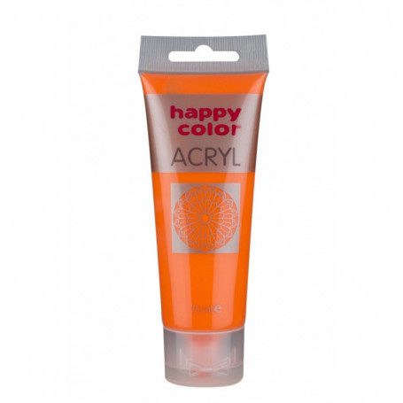 Farba akrylowa 75ml, pomarańczowy fluo, Happy Color