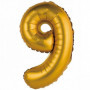 Balon foliowy "Cyfra 9", złota, matowa, 35 cm