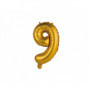 Balon foliowy "Cyfra 9", złota, matowa, 35 cm