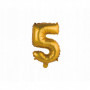Balon foliowy "Cyfra 5", złota, matowa, 35 cm