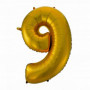 Balon foliowy "Cyfra 9", złota, matowa, 92 cm