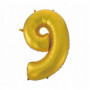 Balon foliowy "Cyfra 9", złota, matowa, 92 cm
