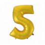 Balon foliowy "Cyfra 5", złota, matowa, 92 cm