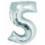 Balon foliowy "Cyfra 5", srebrna, 92 cm