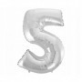 Balon foliowy "Cyfra 5", srebrna, 92 cm