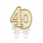 Świeczka cyferka "40", złoty kontur