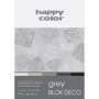 Blok Deco Grey A4, 170g, 20 ark, 5 kol. tonacja szara, Happy Color