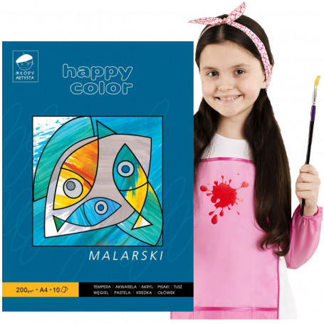 Blok malarski Młody Artysta, A4, 10 ark, 200g, Happy Color