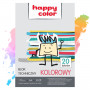 Blok techniczny kolorowy A4, 170g, 20 ark, Happy Color